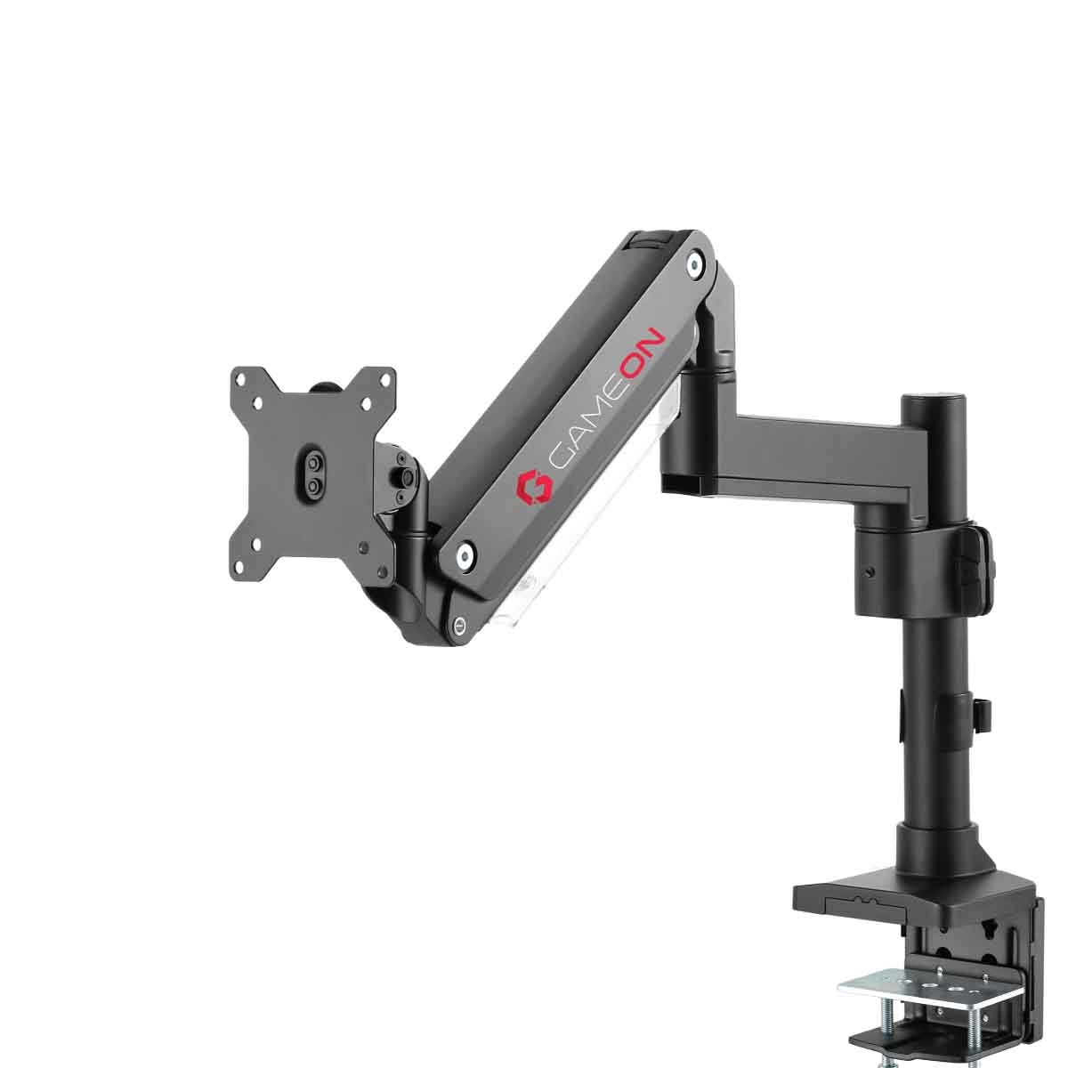 Game On Black Pole-Mounted Aluminum Heavy-Duty Gas Spring Single Monitor Arm Stand