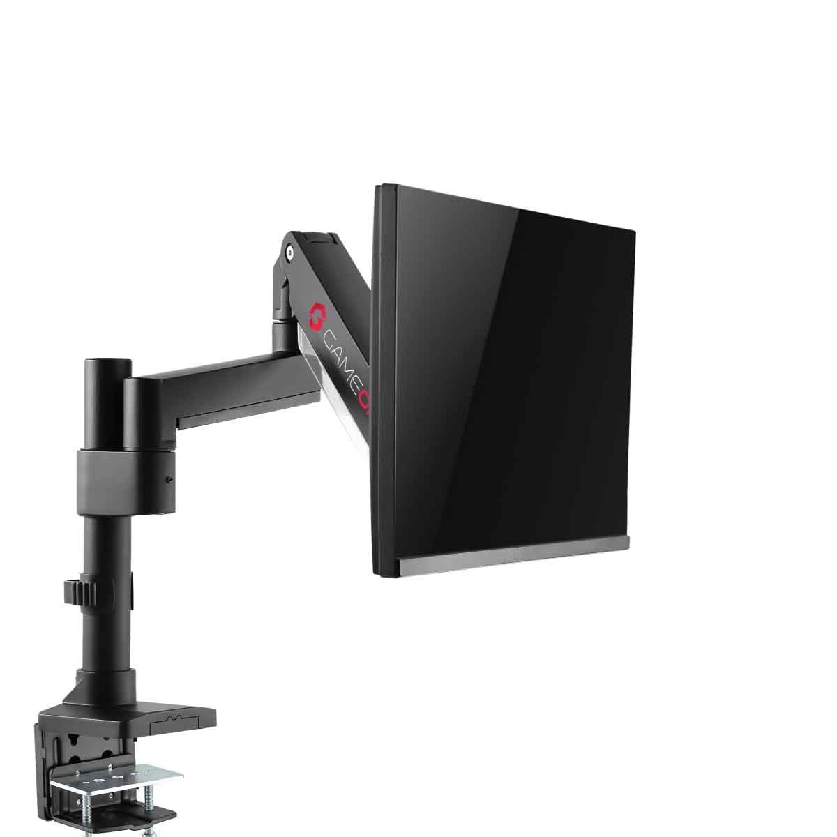 Game On Black Pole-Mounted Aluminum Heavy-Duty Gas Spring Single Monitor Arm Stand