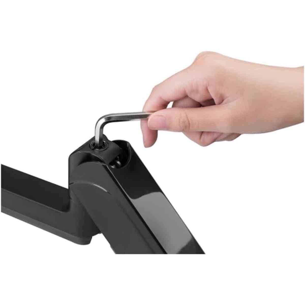 Game On Black Pole-Mounted Gas Spring Dual Monitor Arm Stand