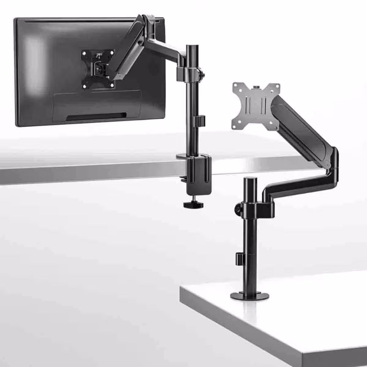 Game On Black Pole-Mounted Gas Spring Single Monitor Arm Stand