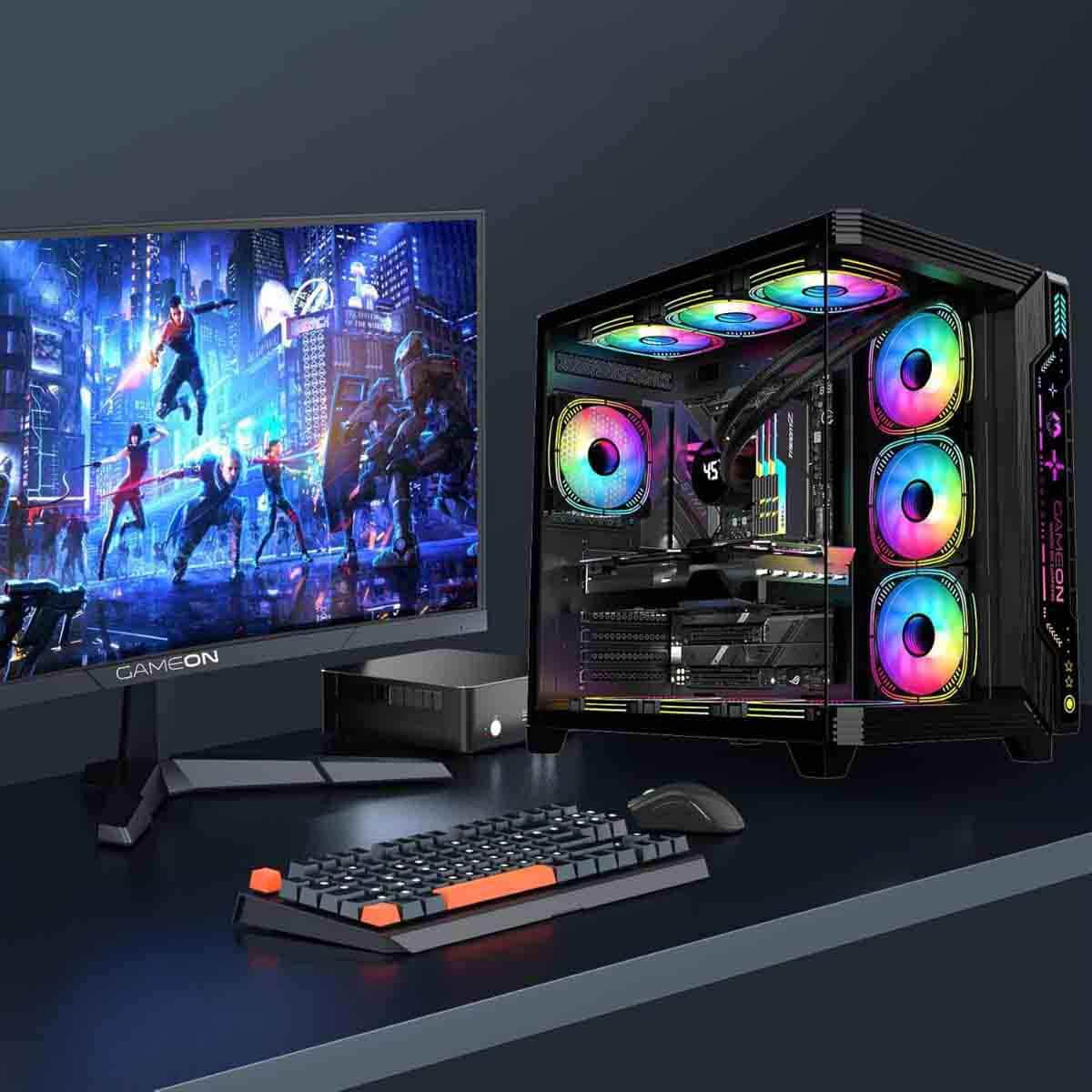 Game On Black Pulse Series ARGB ATX Mid Tower Gaming PC Case