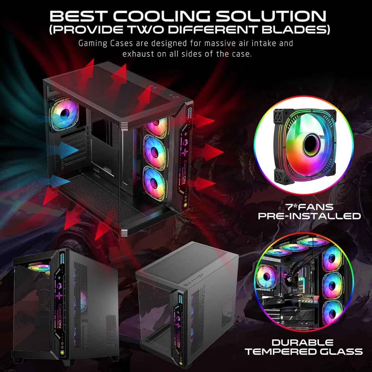 Game On Black Pulse Series ARGB ATX Mid Tower Gaming PC Case