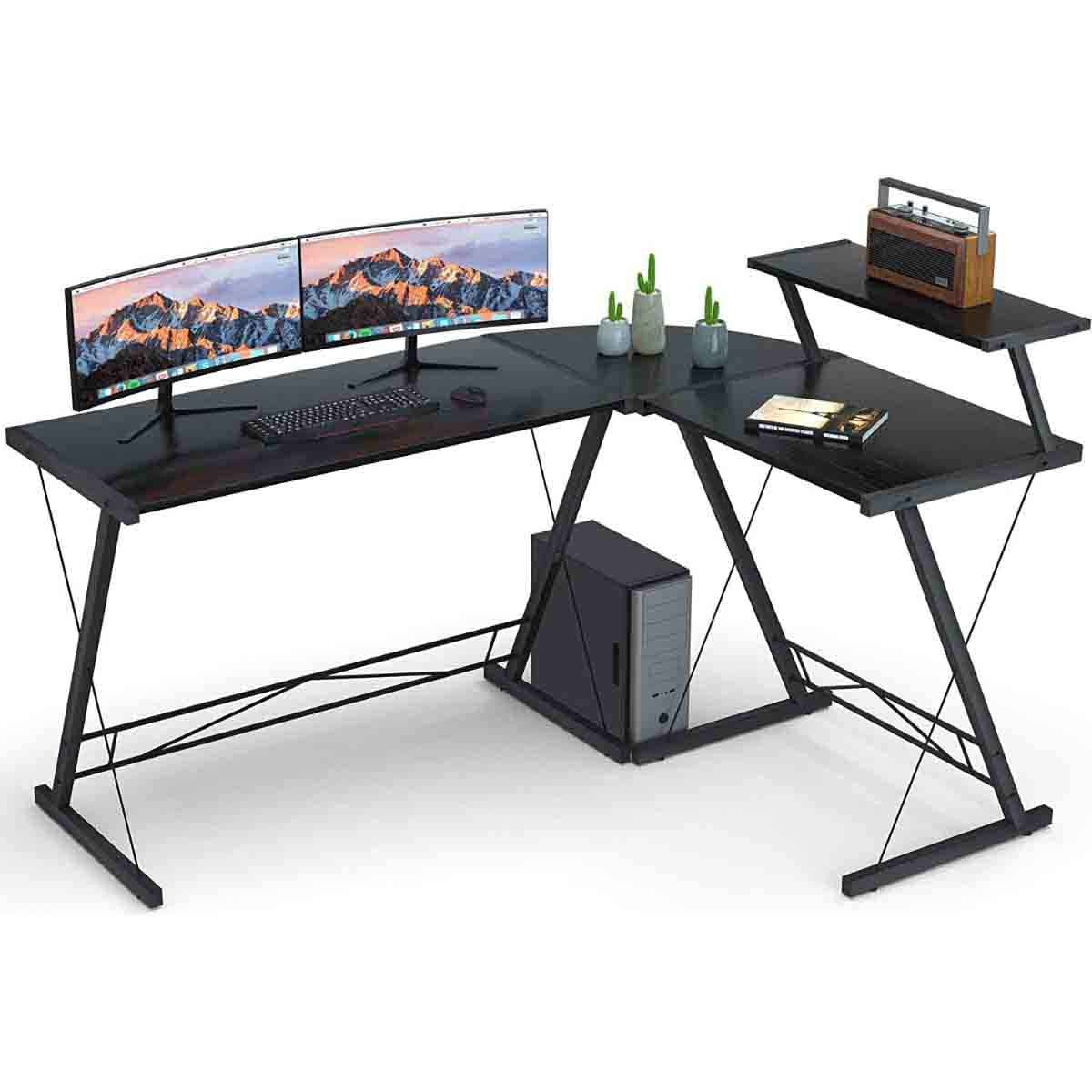 Game On Black Slayer II XL Series 3-in-1 L-Shaped Gaming Desk