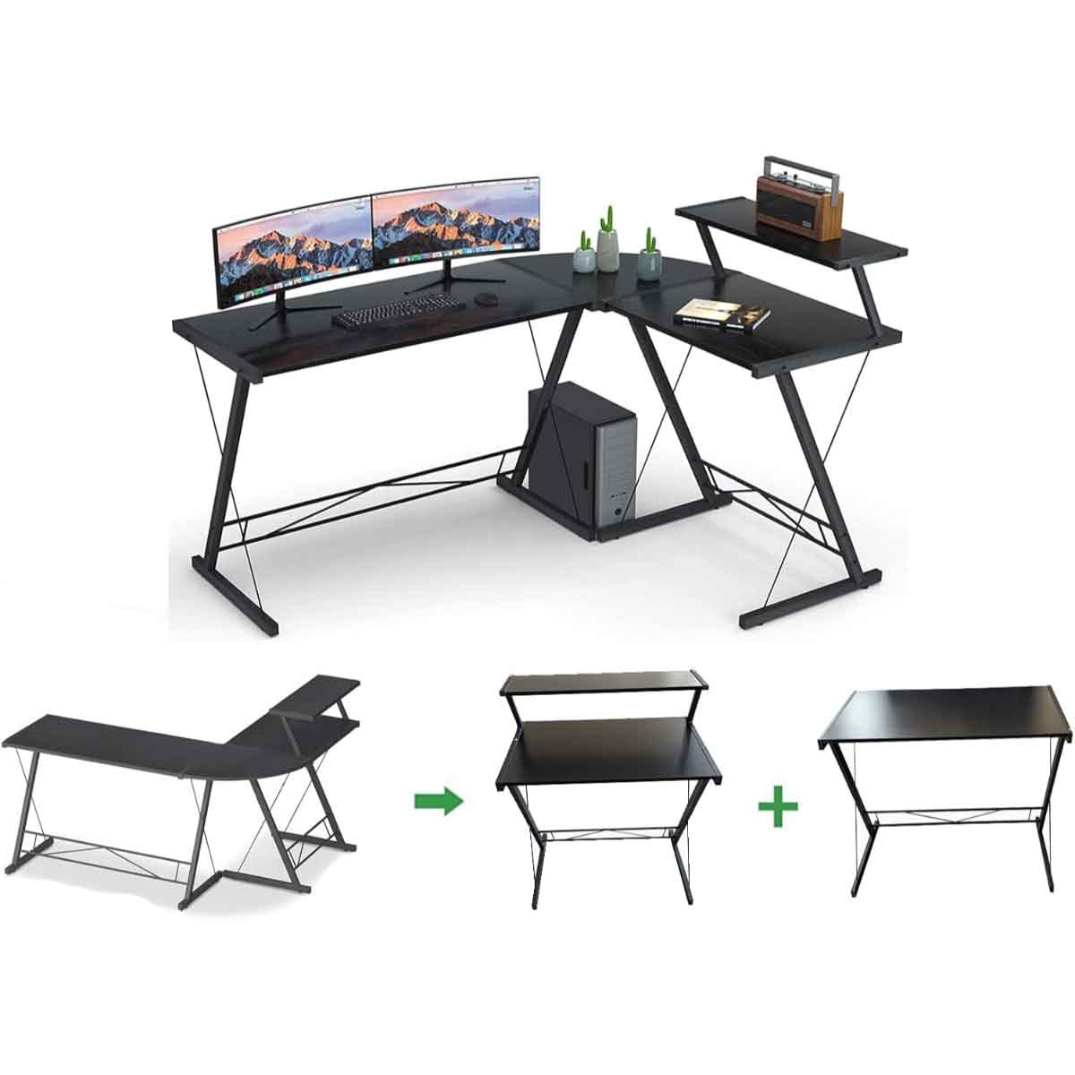 Game On Black Slayer II XL Series 3-in-1 L-Shaped Gaming Desk