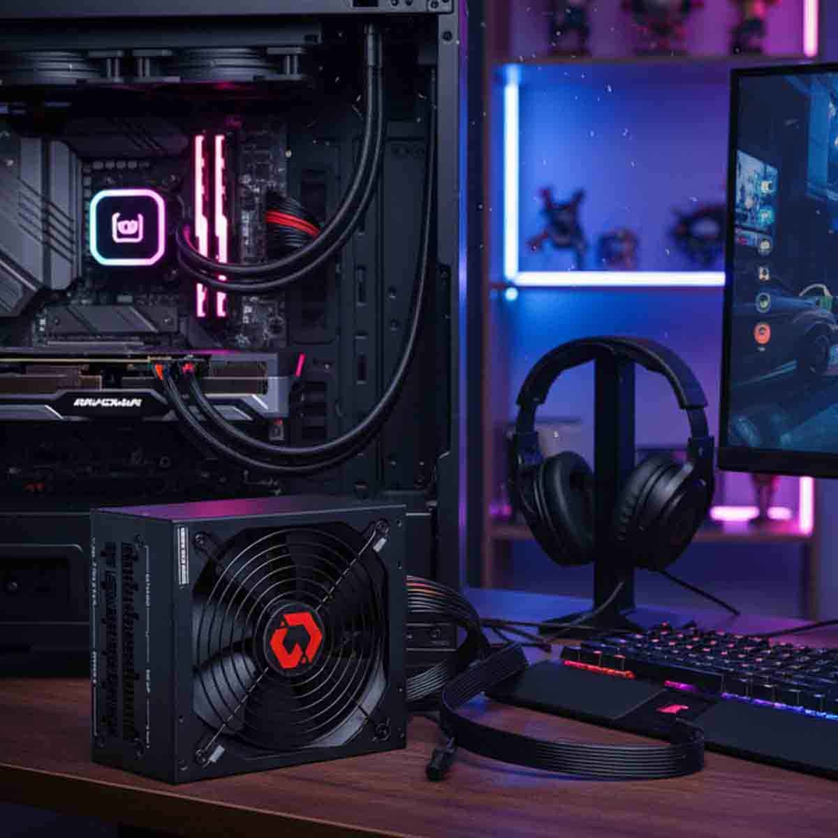 جيم أون مزود طاقة للألعاب SPY2 بقدرة 1000 واط بمعيار 80 Plus Gold باللون الأسود