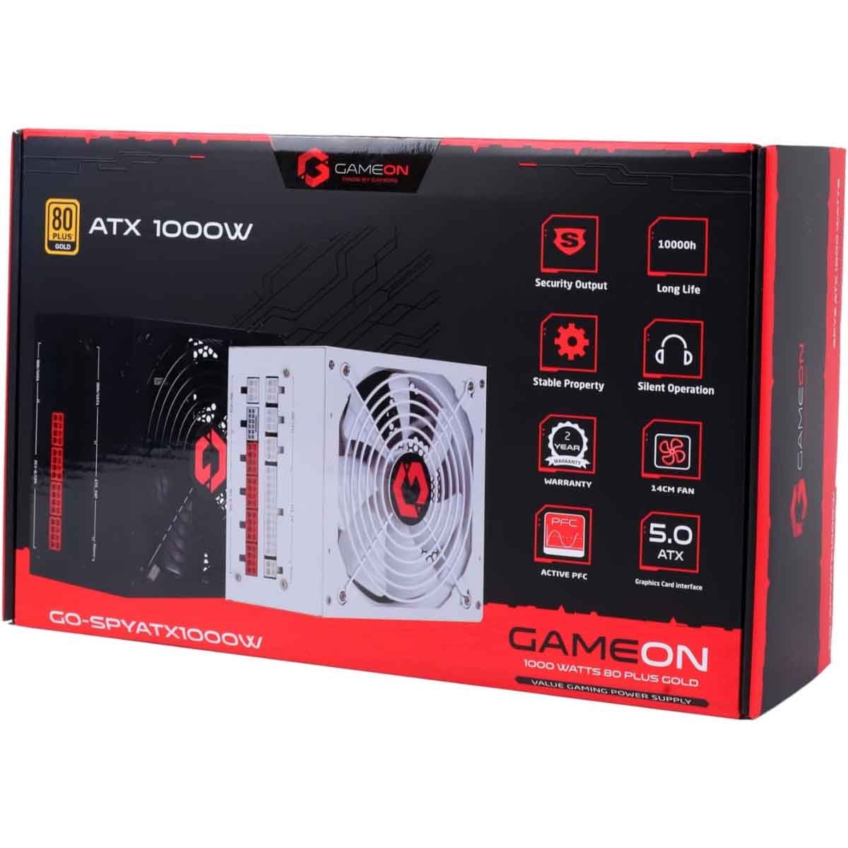 جيم أون مزود طاقة للألعاب SPY2 بقدرة 1000 واط بمعيار 80 Plus Gold باللون الأسود
