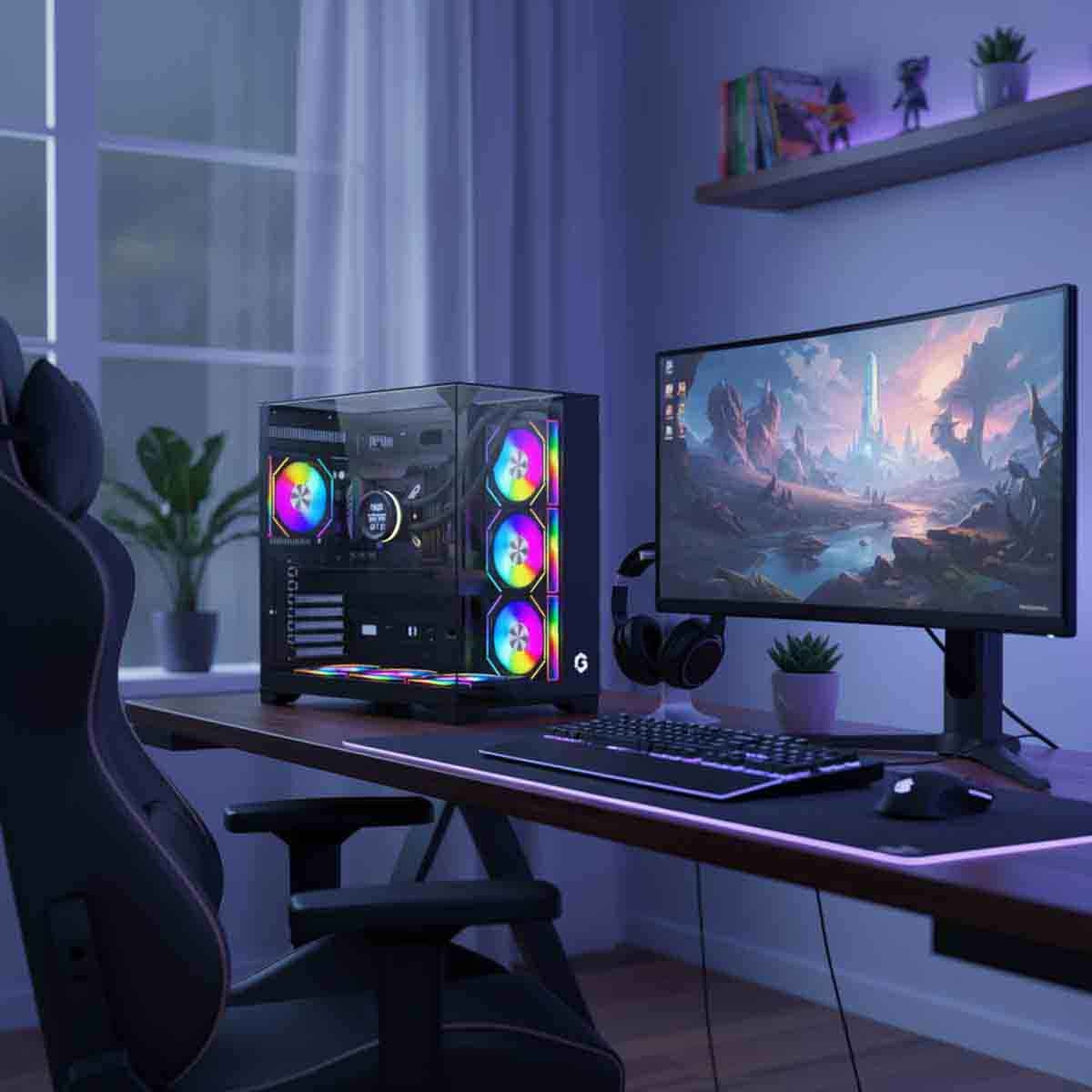 جيم أون كيس كمبيوتر متوسط الحجم للألعاب من سلسلة Valkyrie I باللون الأسود