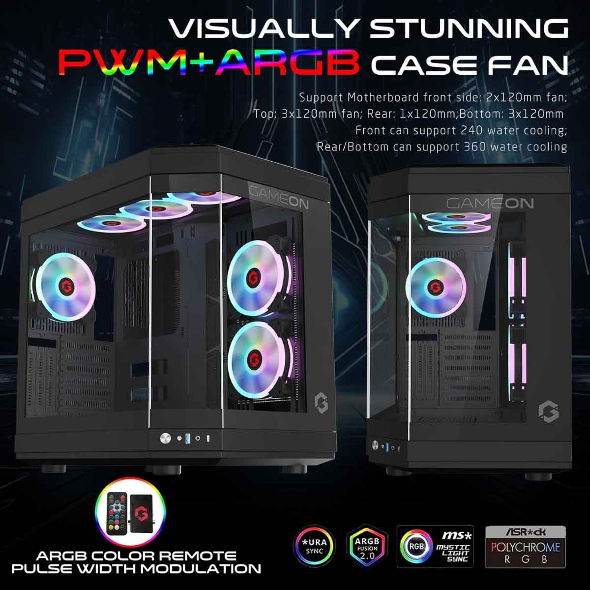 Game On Black Valkyrie Series Mid Tower Gaming PC Case