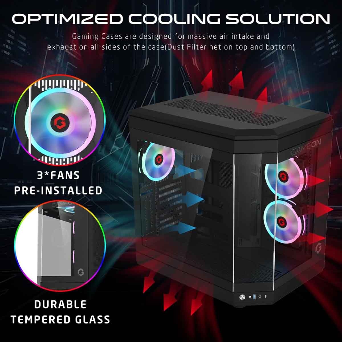 Game On Black Valkyrie Series Mid Tower Gaming PC Case