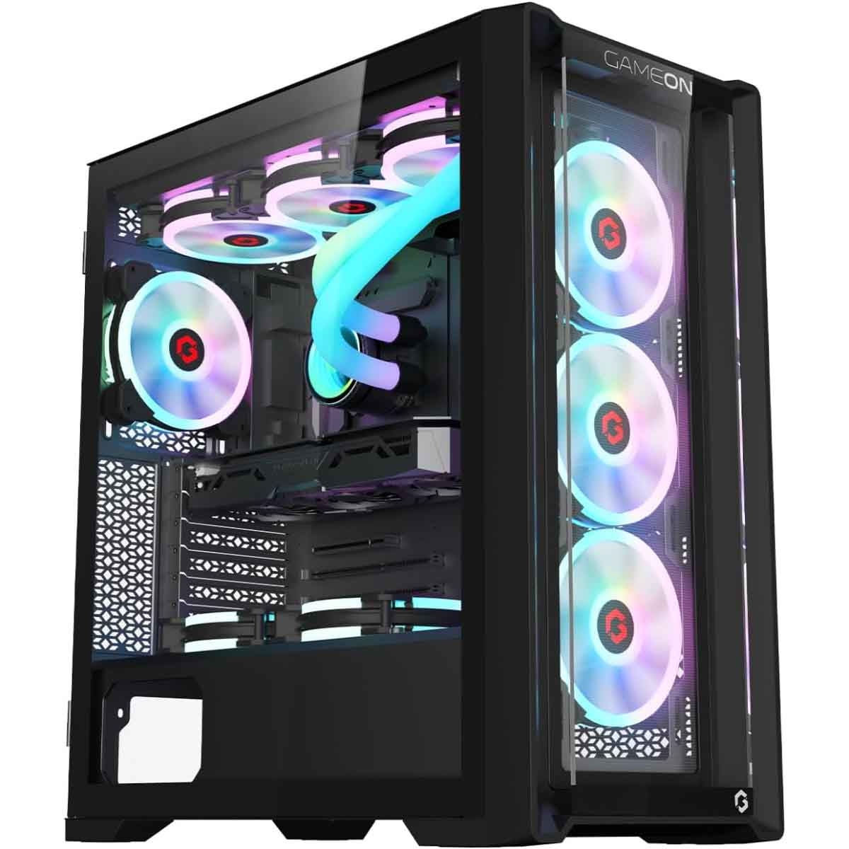 جيم أون كيس كمبيوتر ألعاب Mid Tower من سلسلة Vortex Midnight باللون الأسود