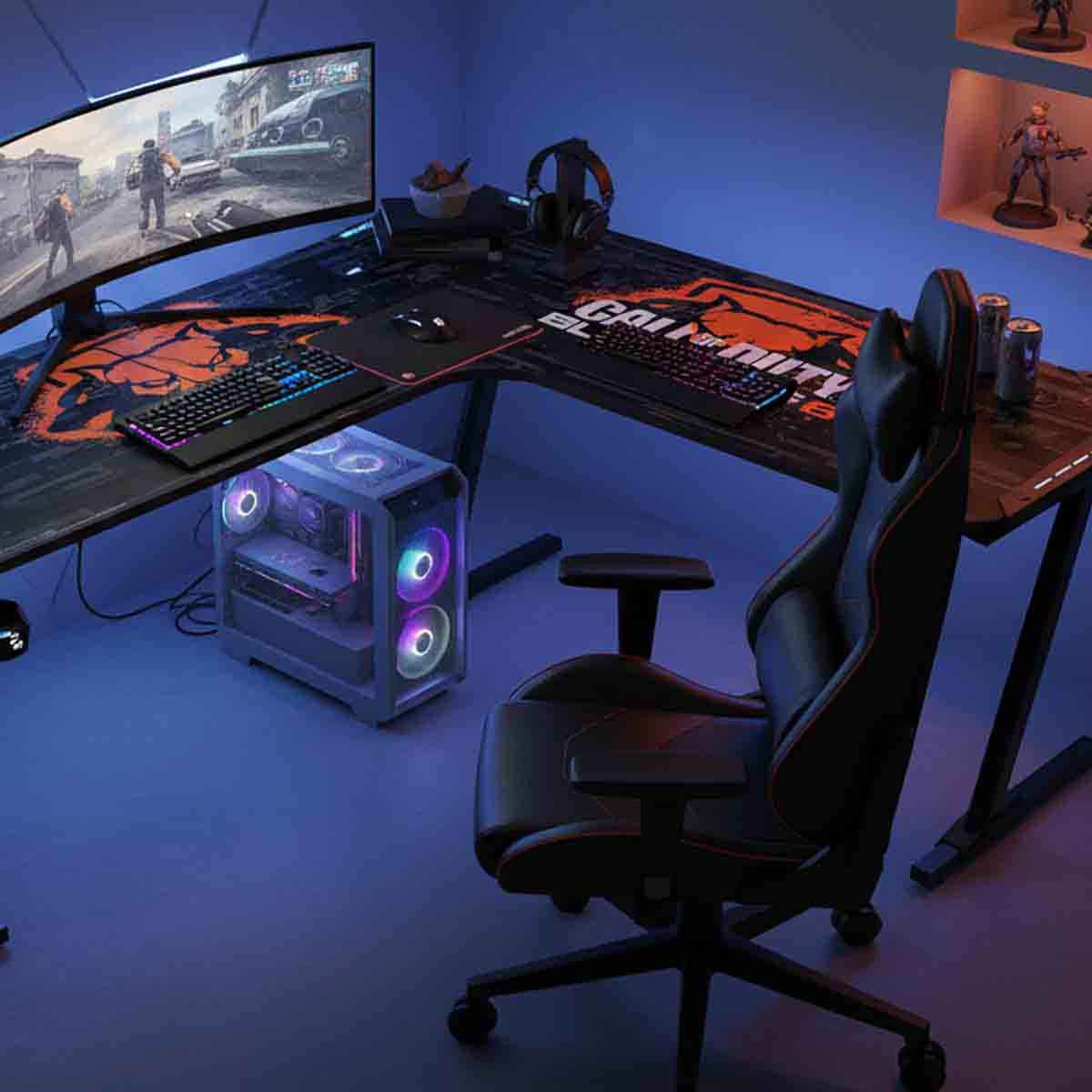 Game On BLKOPS6-RAPTOR-R Call Of Duty Flowing Light Gaming Desk