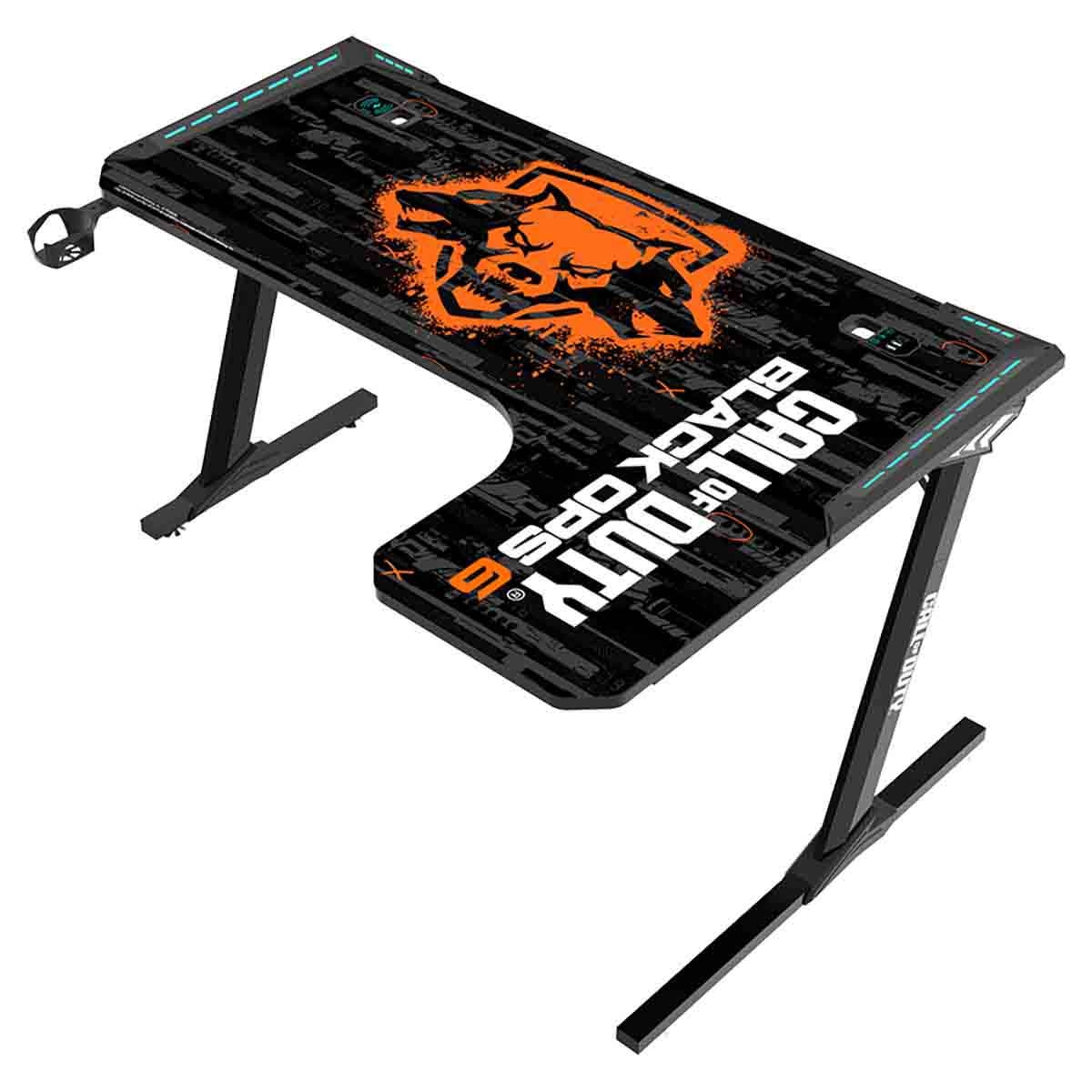 Game On BLKOPS6-RAPTOR-R Call Of Duty Flowing Light Gaming Desk