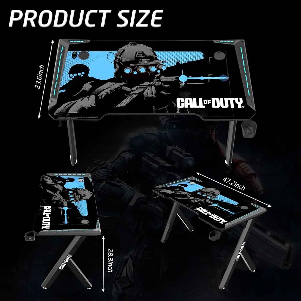 جيم أون مكتب ألعاب Call of Duty بإضاءة RGB متدفقة من سلسلة Hawksbill باللون الأزرق