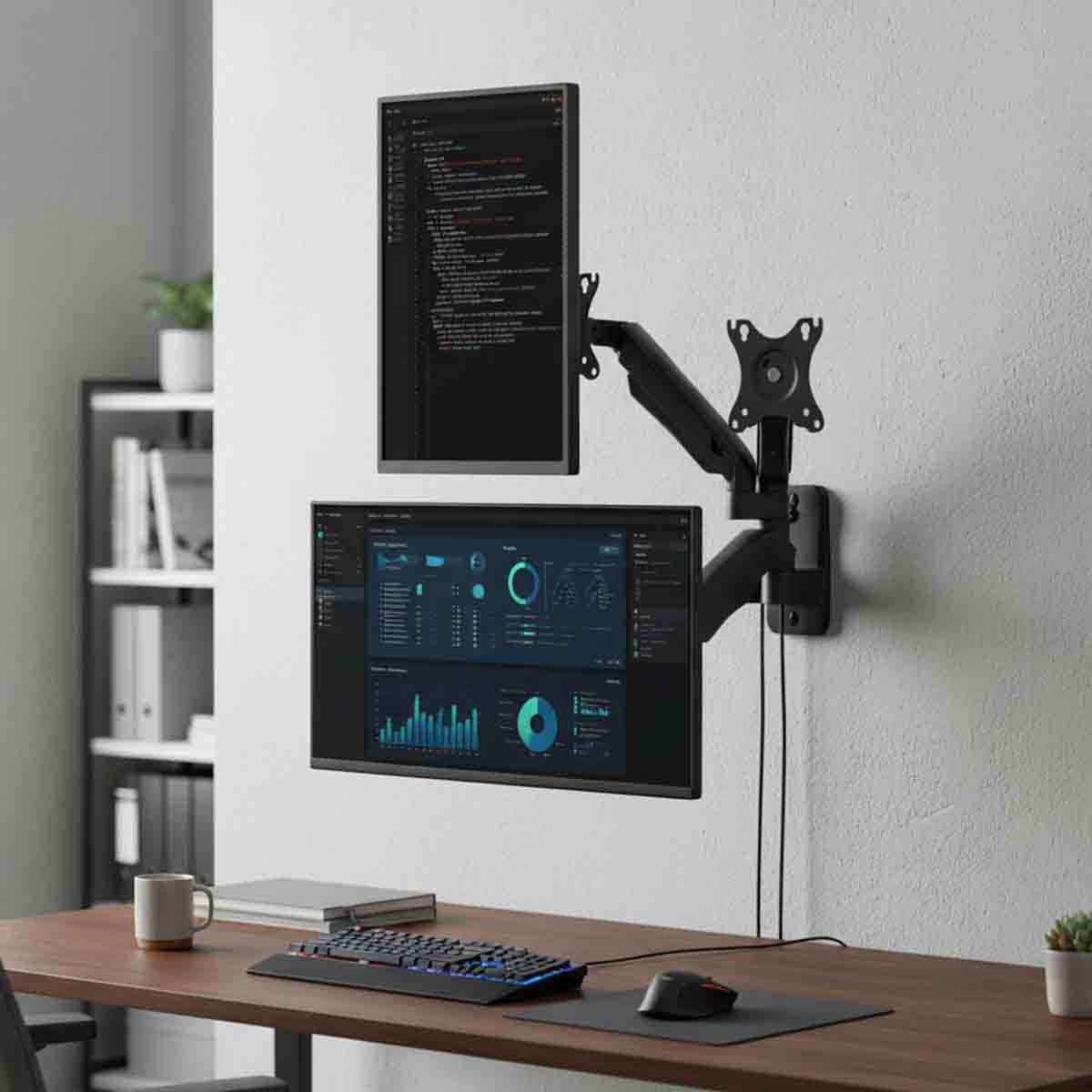 جيم أون حامل شاشتين جداري بنظام نابض مساعد GO-5008 اقتصادي