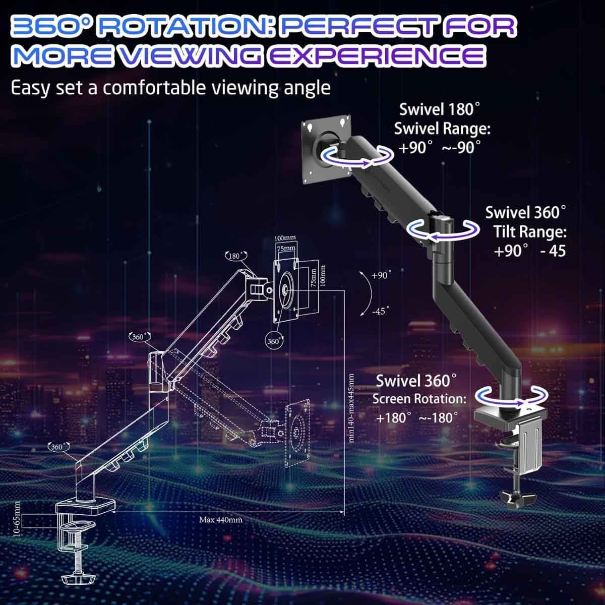 جيم أون حامل شاشة بذراع نابض ميكانيكي غازي GO-5500