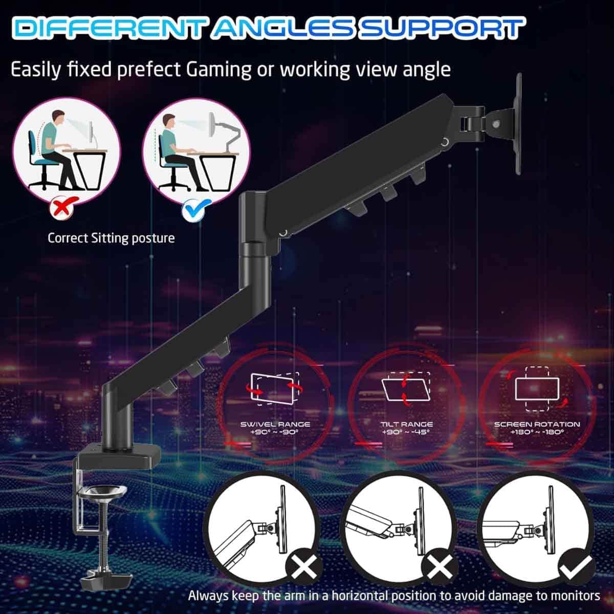 Game On GO-5500 Gas Mechanical Spring Monitor Arm Stand