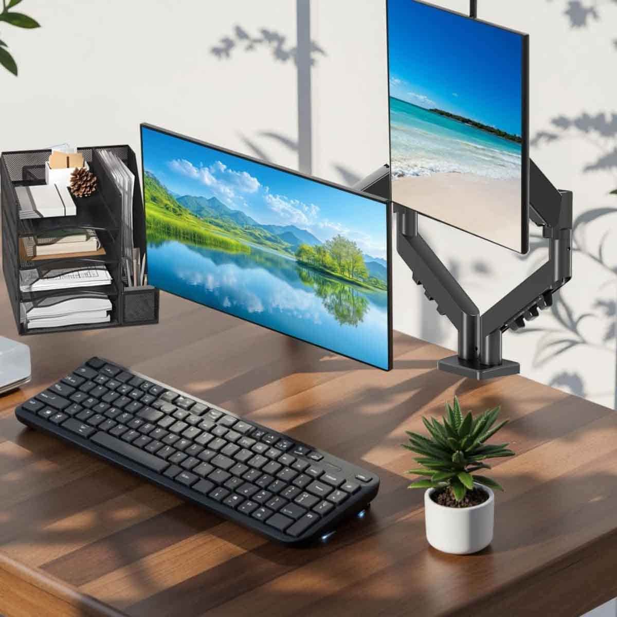 Game On GO-5550 Gas Mechanical Spring Double Monitor Arm Stand