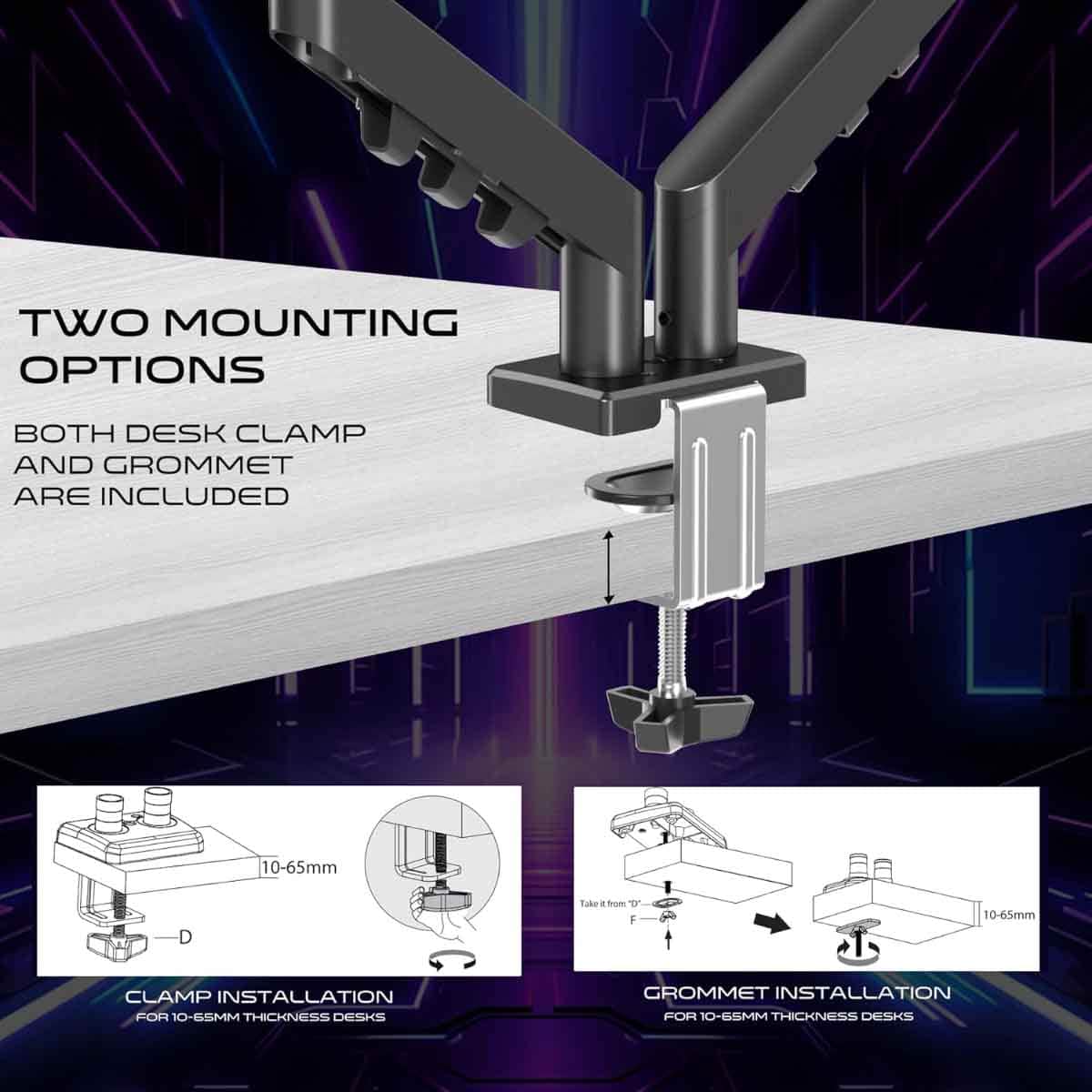 Game On GO-5550 Gas Mechanical Spring Double Monitor Arm Stand