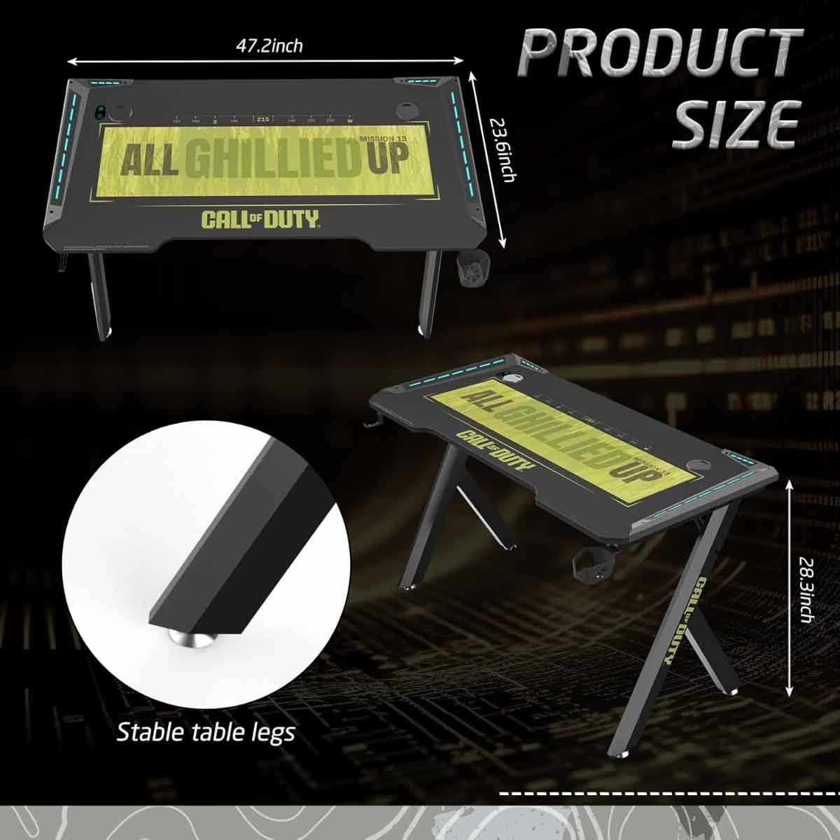 Game On Green Call Of Duty Hawksbill Series RGB Flowing Light Gaming Desk