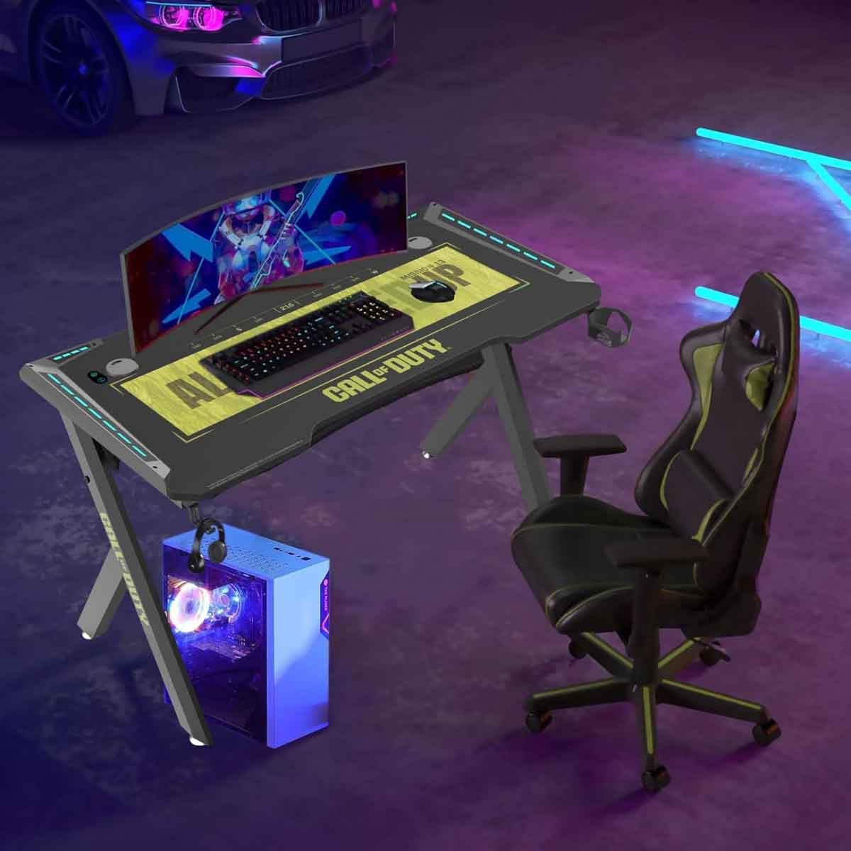 Game On Green Call Of Duty Hawksbill Series RGB Flowing Light Gaming Desk