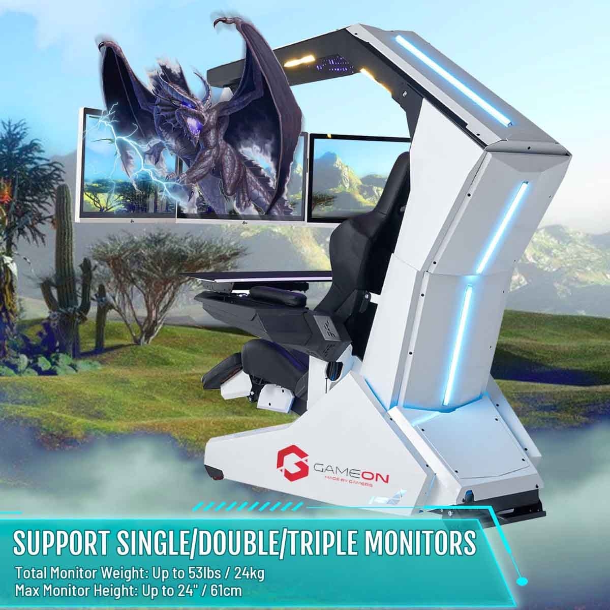 Game On IW-R1-PRO Zero Gravity Reclining Computer Workstation Gaming Simulator Chair