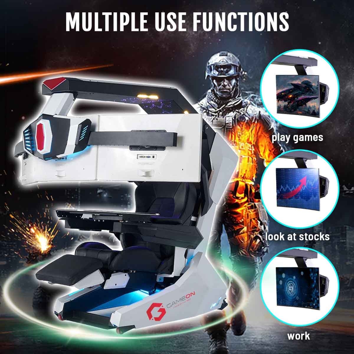 Game On IW-R1-PRO Zero Gravity Reclining Computer Workstation Gaming Simulator Chair