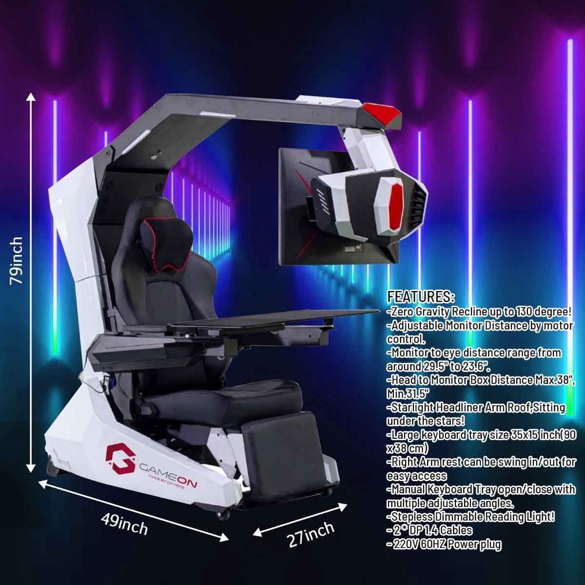 Game On IW-R1-PRO Zero Gravity Reclining Computer Workstation Gaming Simulator Chair