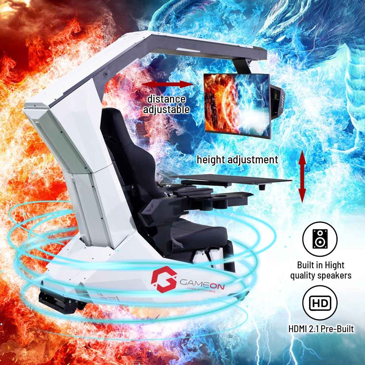 Game On IW-R1-PRO Zero Gravity Reclining Computer Workstation Gaming Simulator Chair