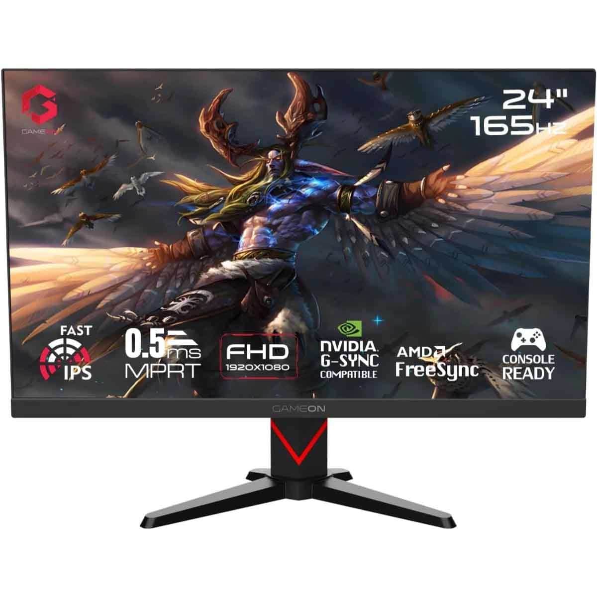 Game On Ravenstrike Gaming Headset & 24" GOE24FHD165 Gaming Monitor with Florpad Hyper Beast Mat Bundle