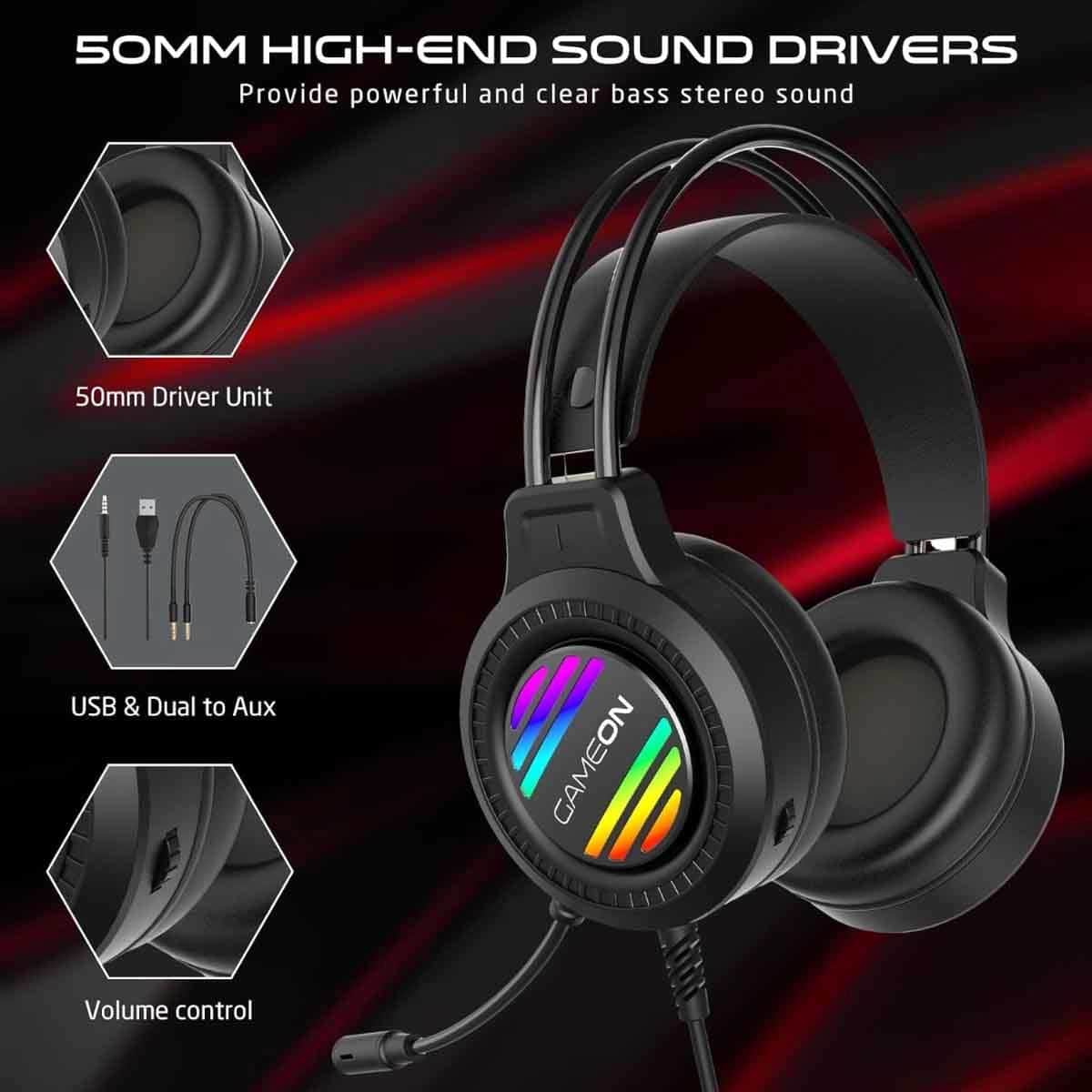 Game On Ravenstrike Gaming Headset & 27" GOPS27180IPS Gaming Monitor with Florpad Arctic Mat Bundle
