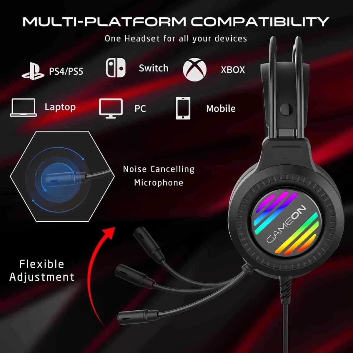 Game On Ravenstrike Gaming Headset & 27" GOPS27180IPS Gaming Monitor with Florpad Arctic Mat Bundle