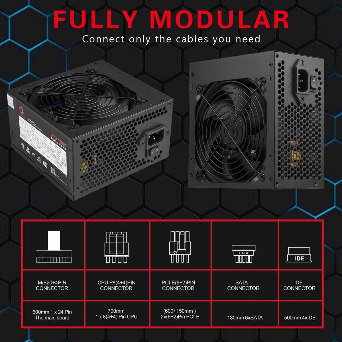 Game On SPY2 750 Watts 80 Plus Bronze Gaming Power Supply Unit