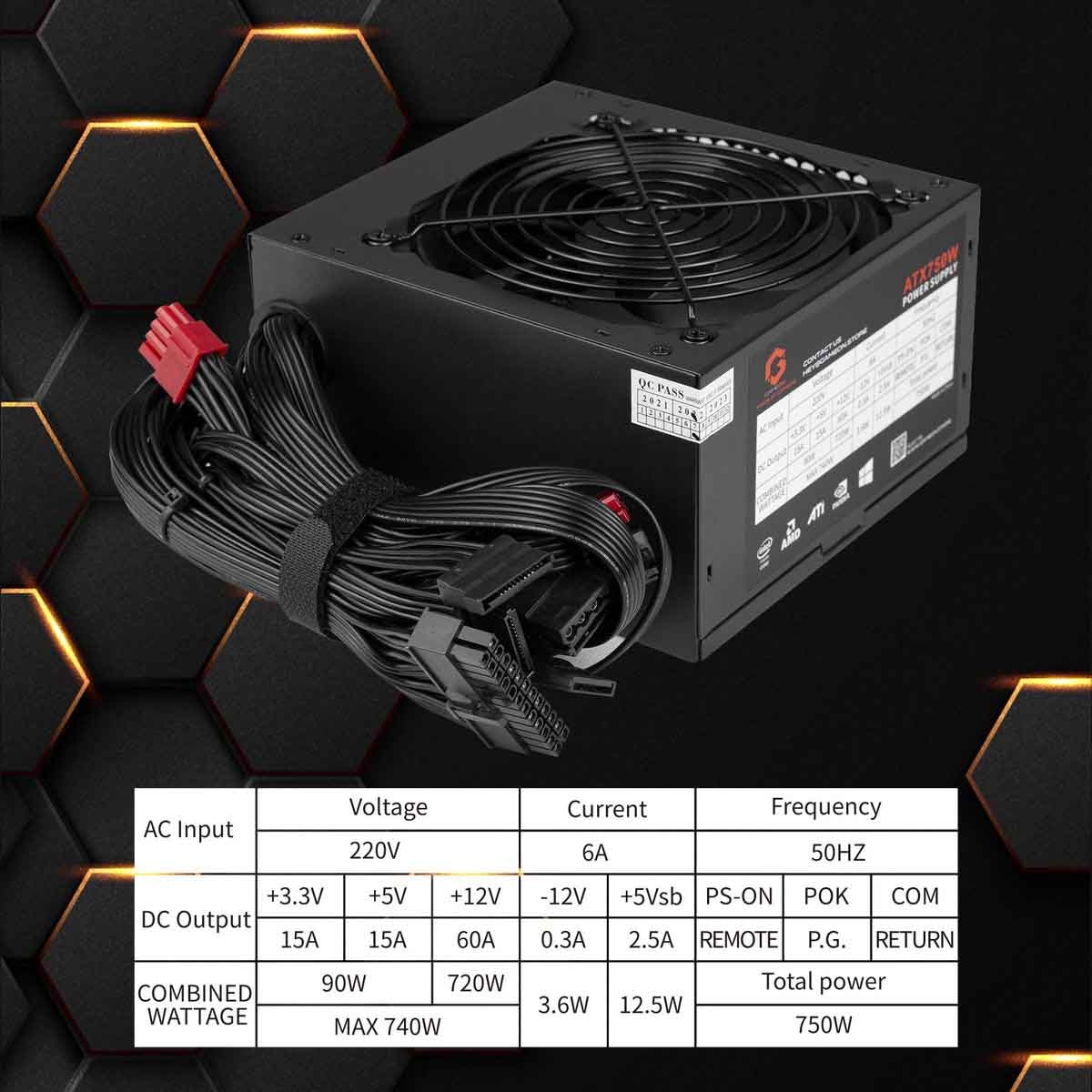 Game On SPY2 750 Watts 80 Plus Bronze Gaming Power Supply Unit