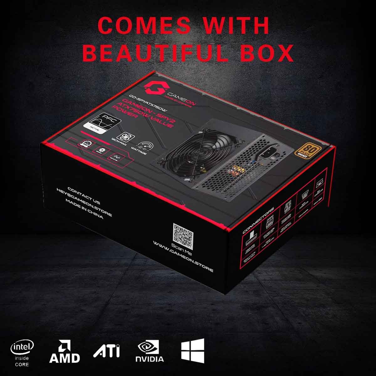 Game On SPY2 750 Watts 80 Plus Bronze Gaming Power Supply Unit