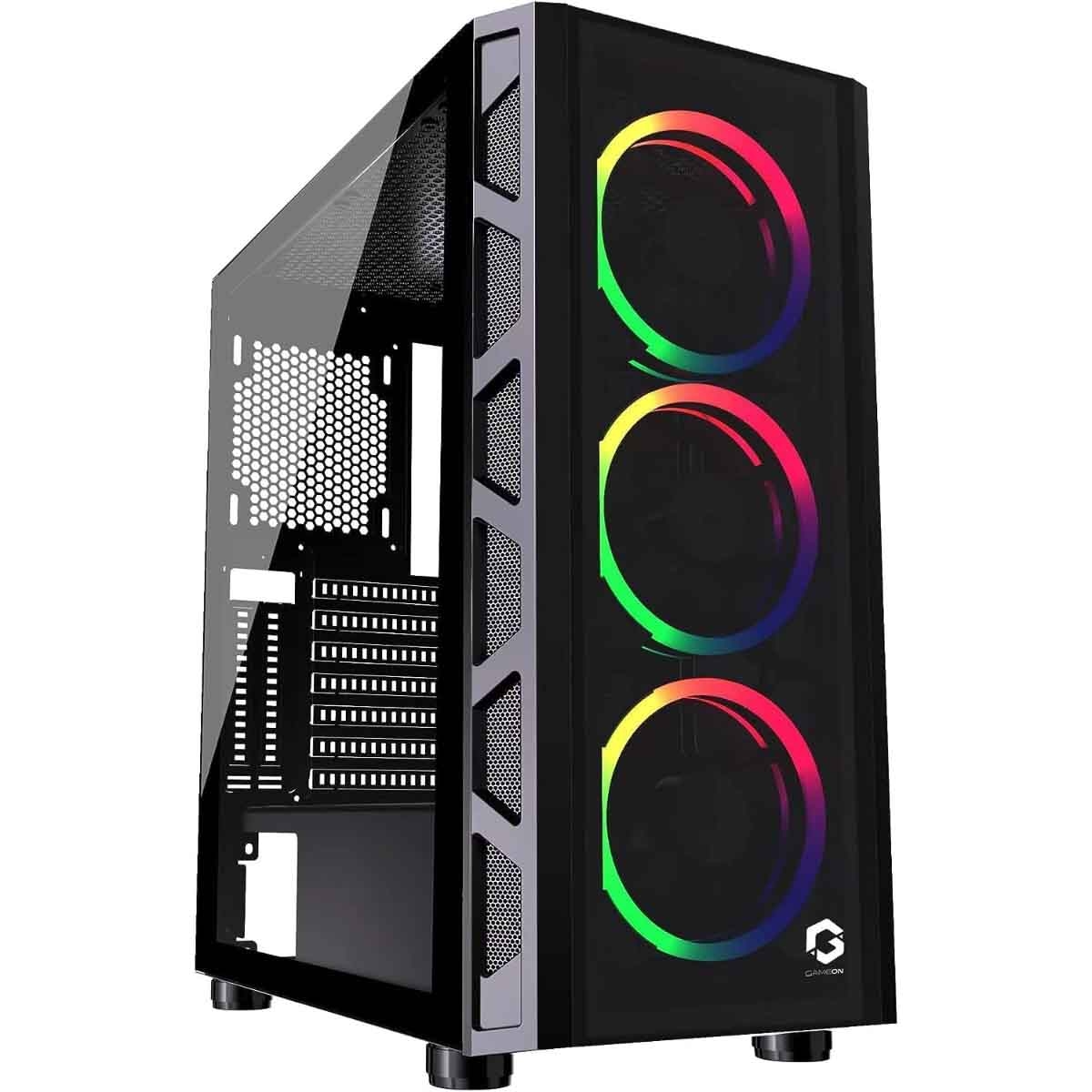 جيم أون كيس كمبيوتر ألعاب Mid Tower بإضاءة RGB ثابتة من سلسلة Trident II