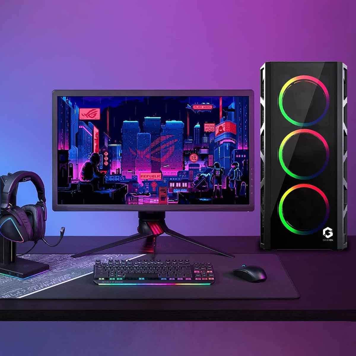 Game On Trident II Fixed RGB Mid Tower Gaming PC Case