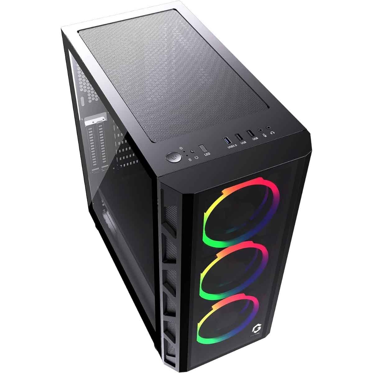 جيم أون كيس كمبيوتر ألعاب Mid Tower بإضاءة RGB ثابتة من سلسلة Trident II