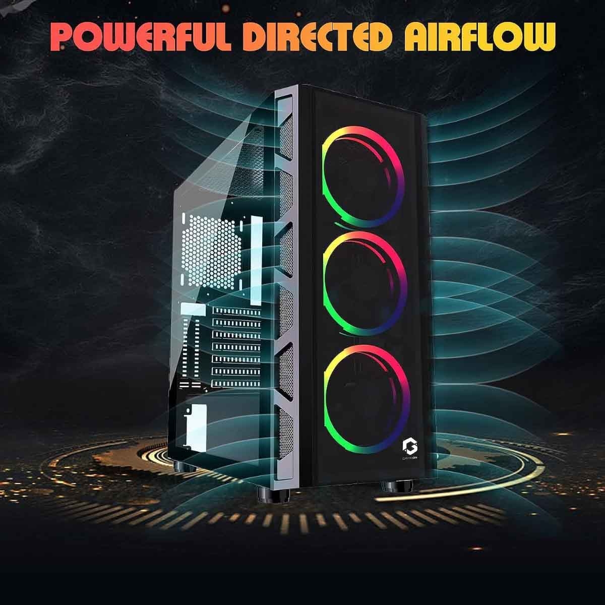 جيم أون كيس كمبيوتر ألعاب Mid Tower بإضاءة RGB ثابتة من سلسلة Trident II