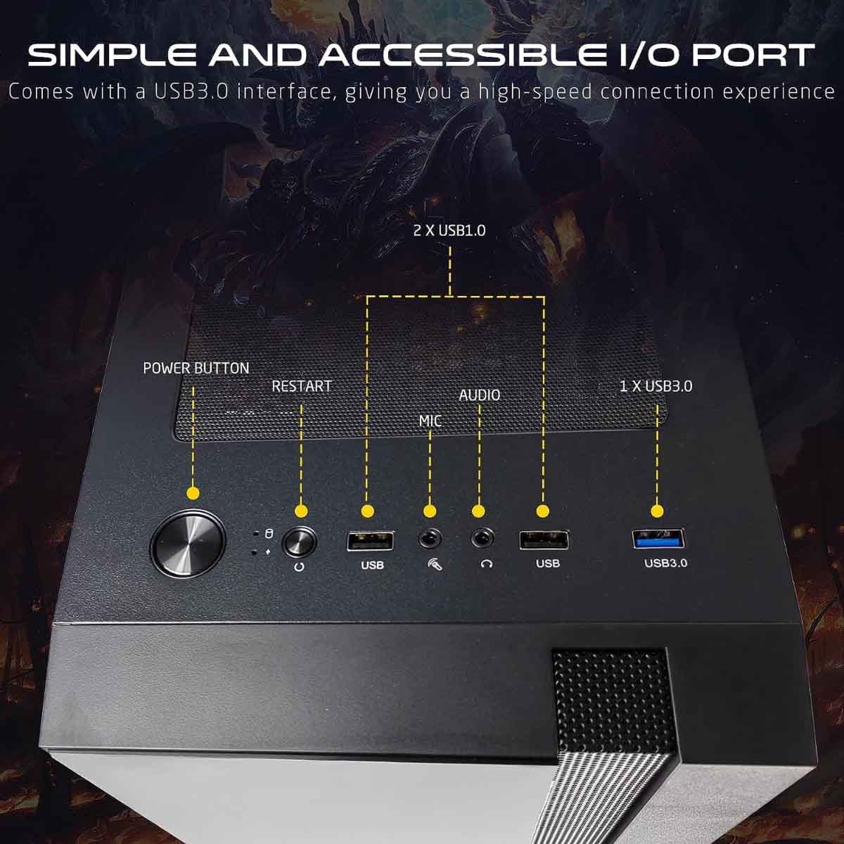 Game On Trident II G-Series Mid Tower Gaming PC Case