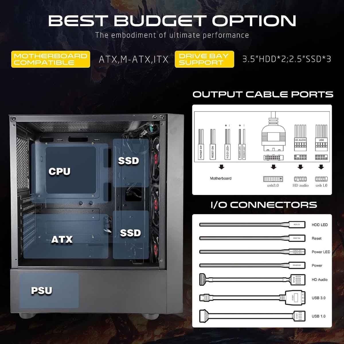 Game On Trident II G-Series Mid Tower Gaming PC Case