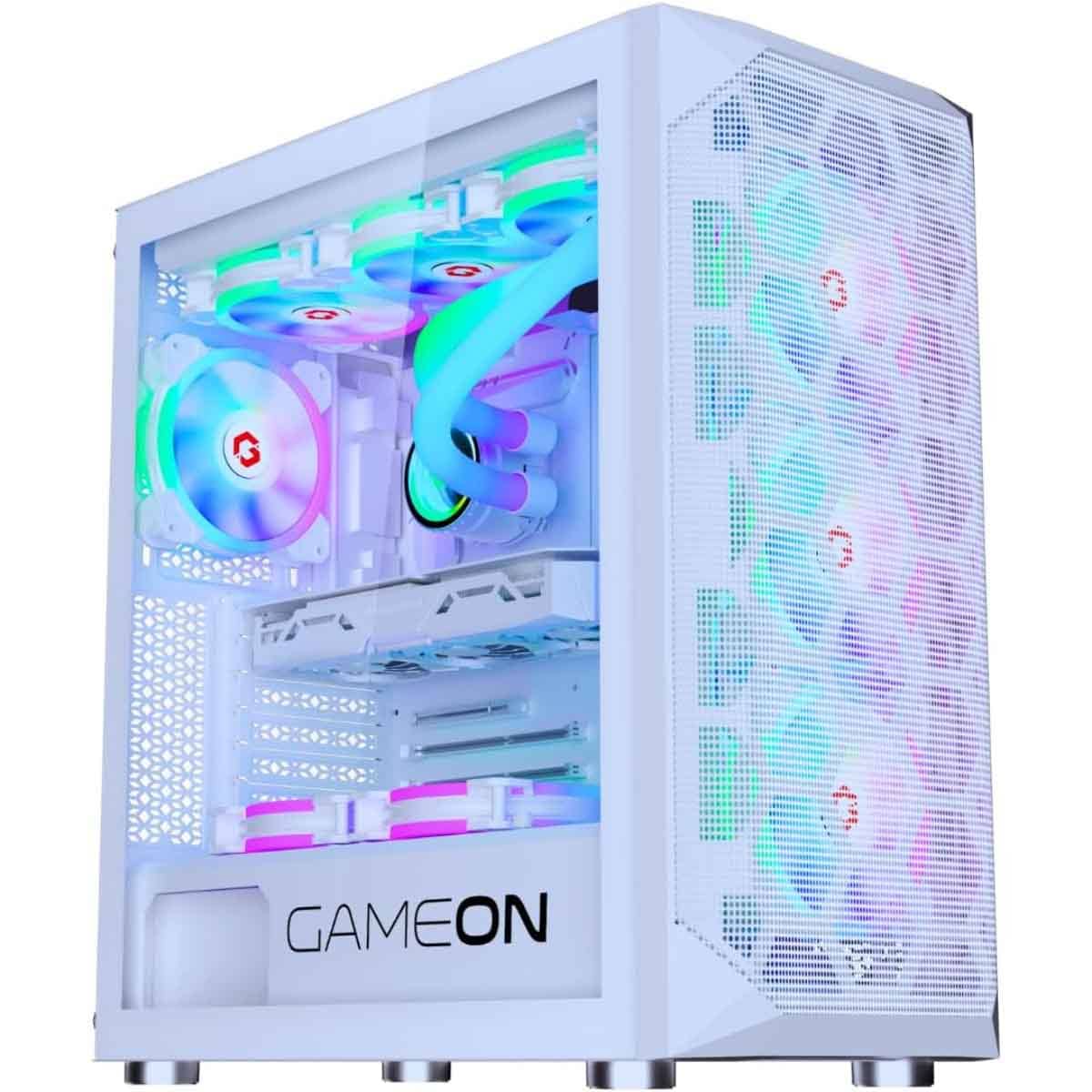 Game On White Emperor Arctic I Series Mid Tower Gaming PC Case