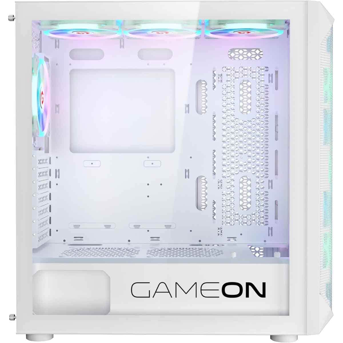 Game On White Emperor Arctic I Series Mid Tower Gaming PC Case