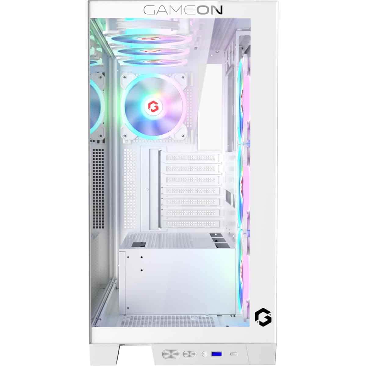 Game On White Emperor Arctic IV Series Mid Tower Gaming PC Case
