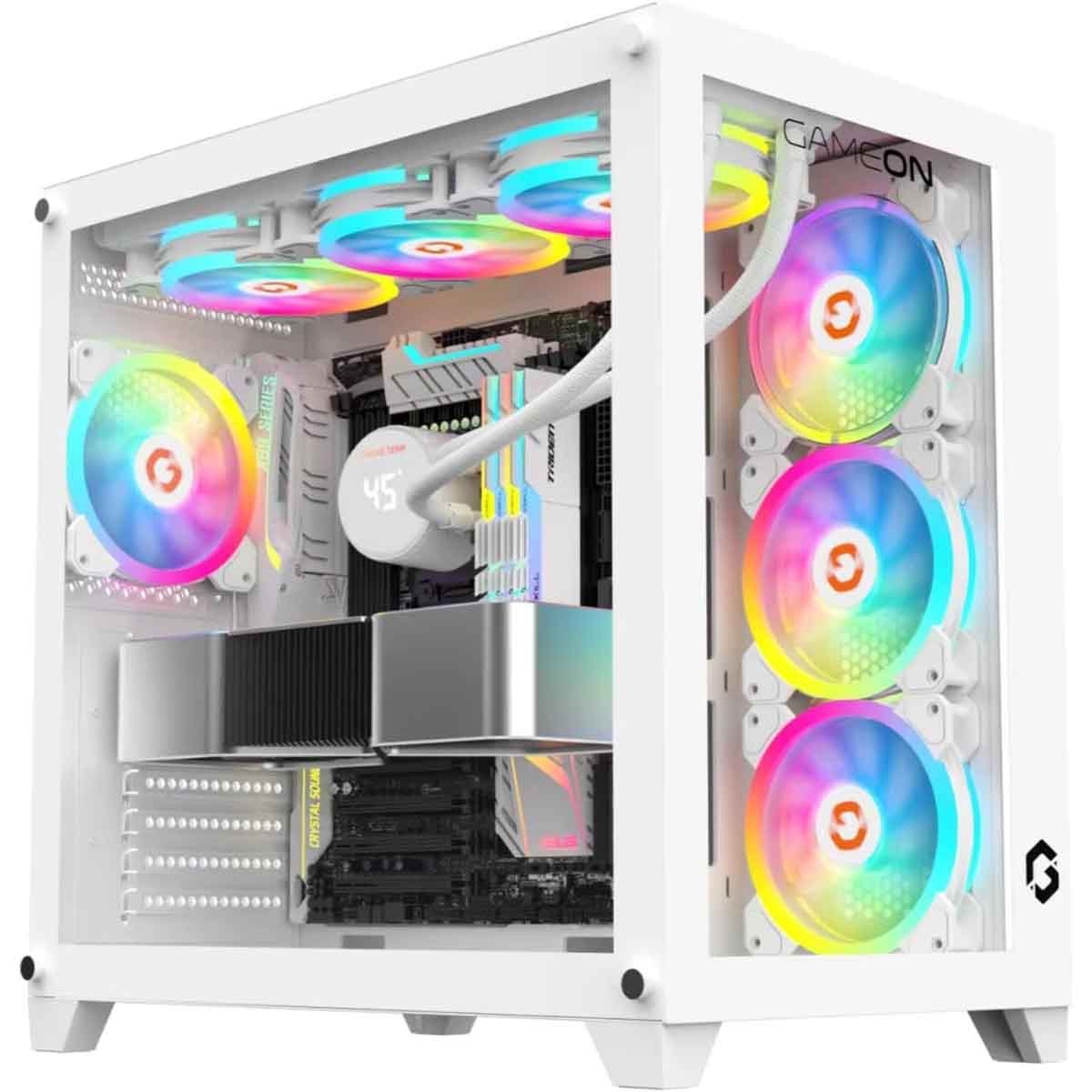 Game On White Emperor Arctic Series Mid Tower Gaming PC Case