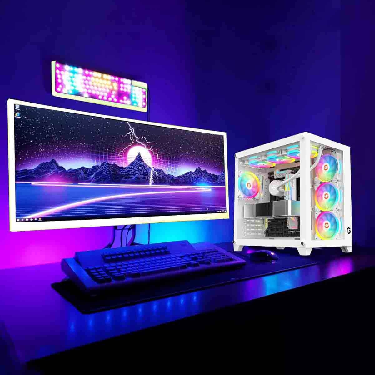 Game On White Emperor Arctic Series Mid Tower Gaming PC Case