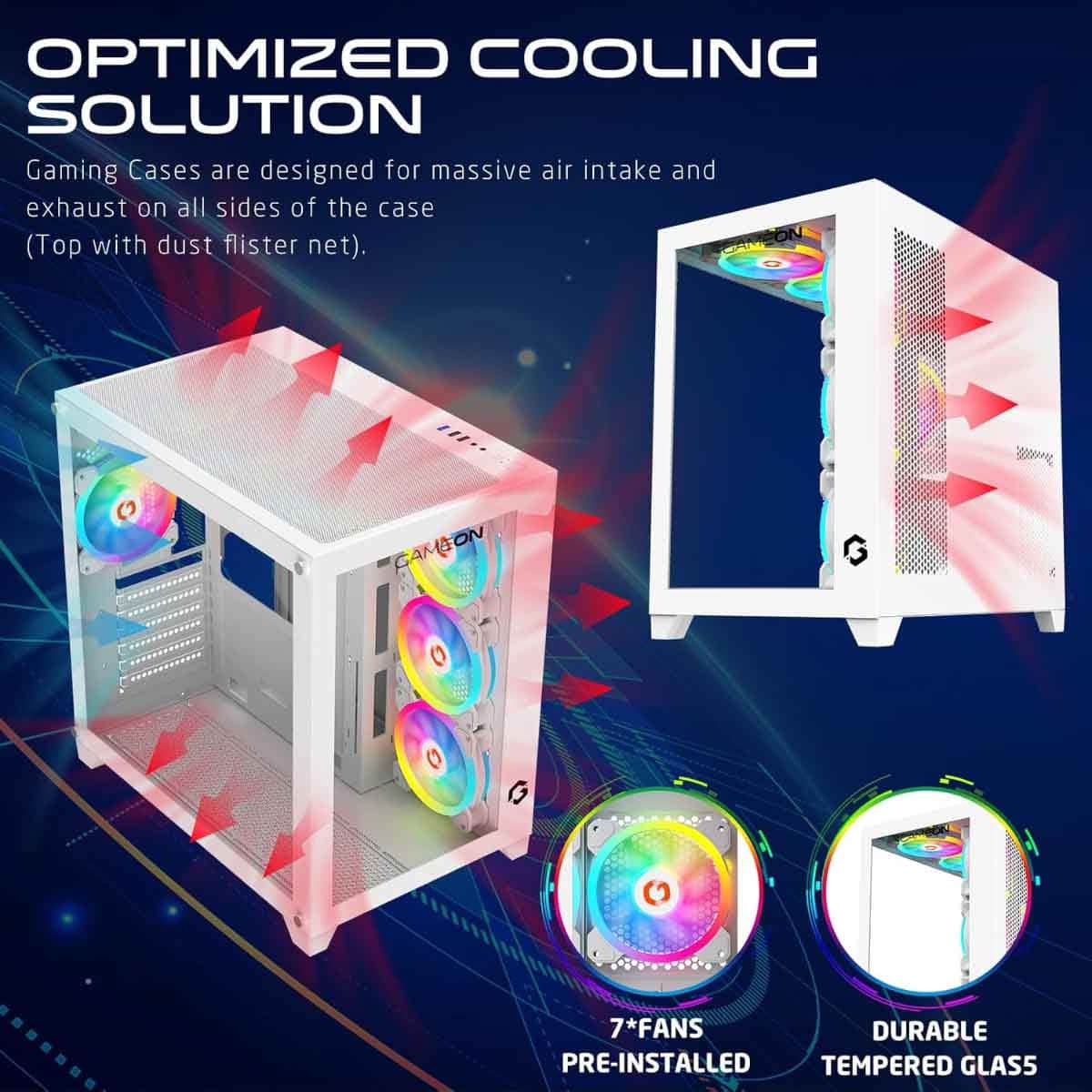 Game On White Emperor Arctic Series Mid Tower Gaming PC Case