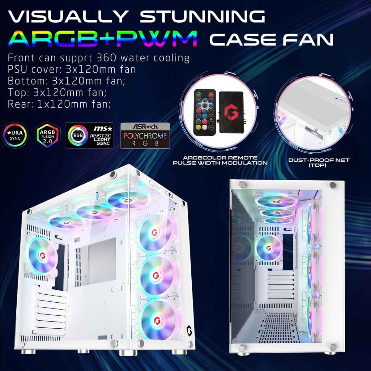 جيم أون كيس كمبيوتر متوسط الحجم للألعاب من سلسلة Emperor Midnight II باللون الأسود