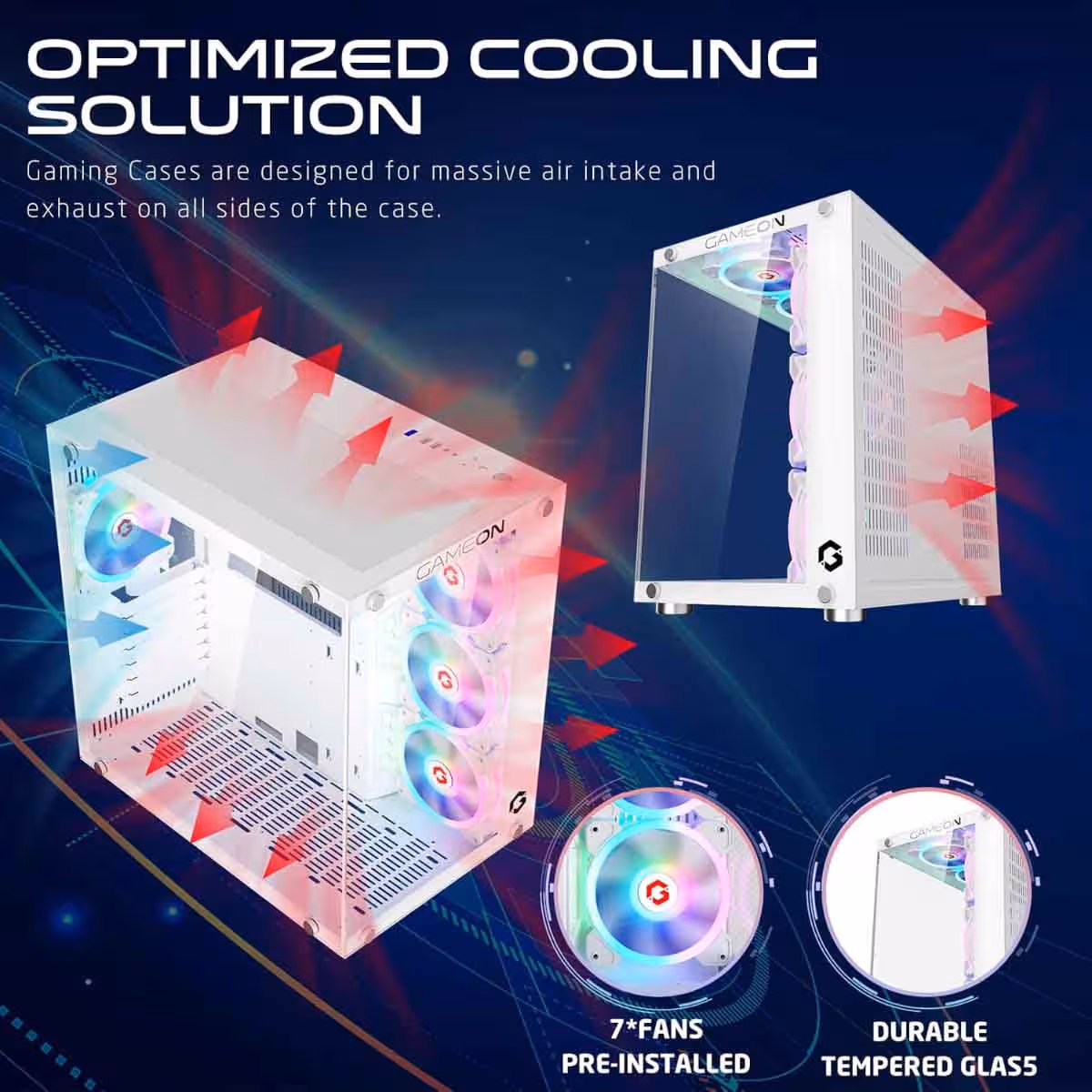 Game On Emperor Midnight II Series Mid Tower Gaming PC Case