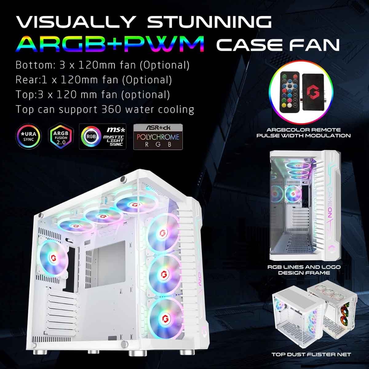 جيم أون كيس كمبيوتر متوسط الحجم للألعاب من سلسلة Emperor Midnight III باللون الأسود