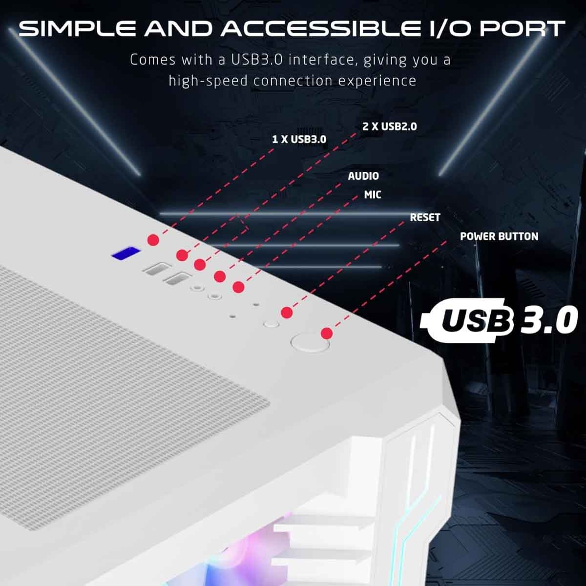 جيم أون كيس كمبيوتر متوسط الحجم للألعاب من سلسلة Emperor Midnight III باللون الأسود